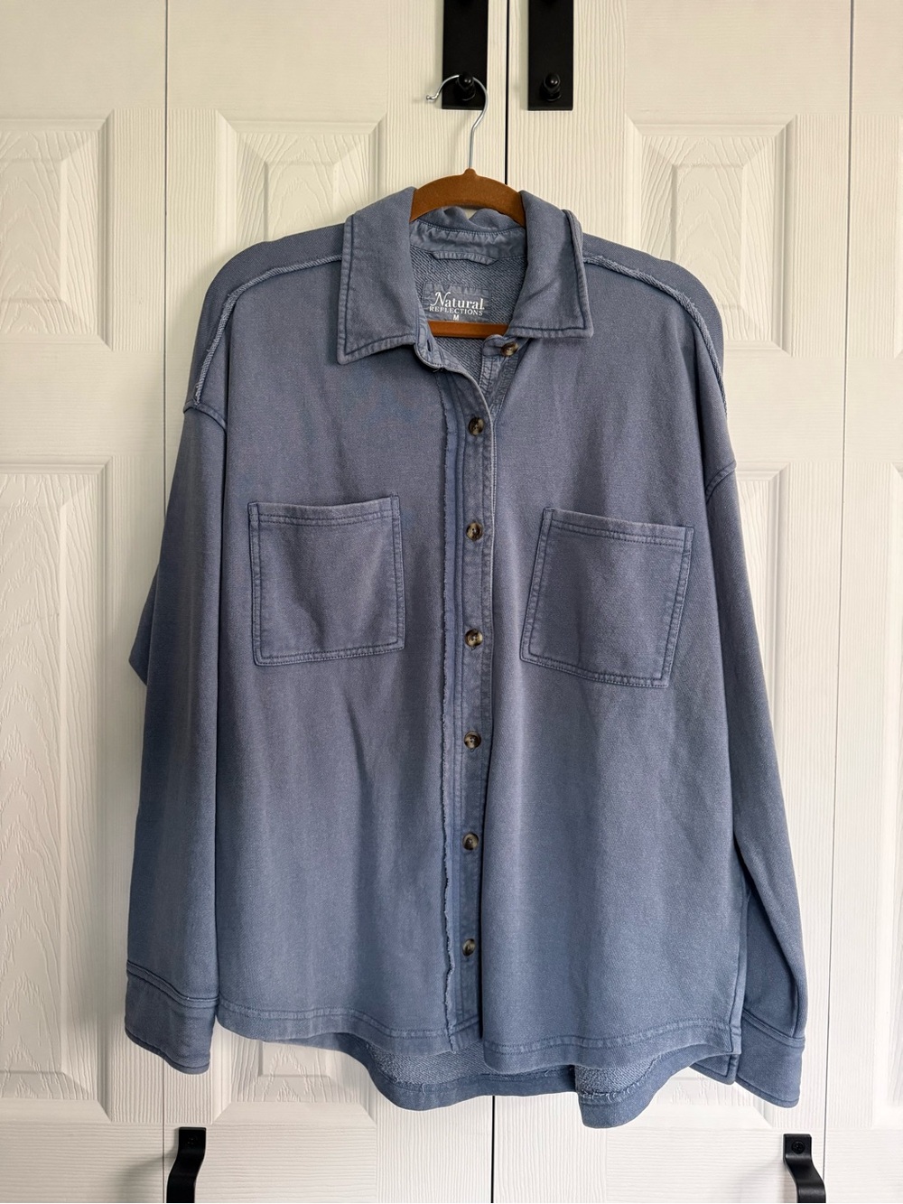 Natural Reflections Blue Knit Button Down Jacket